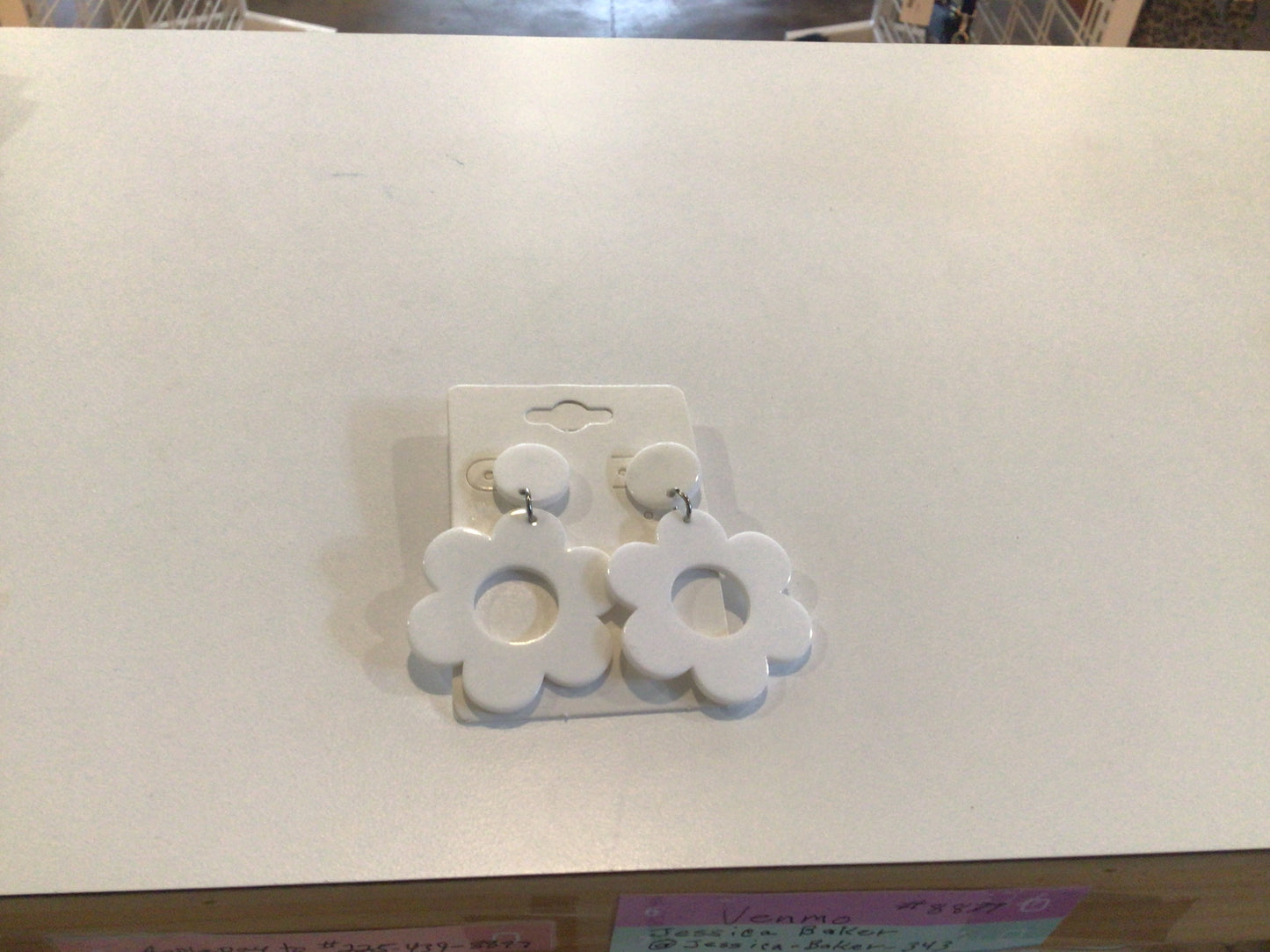 White flower earrings