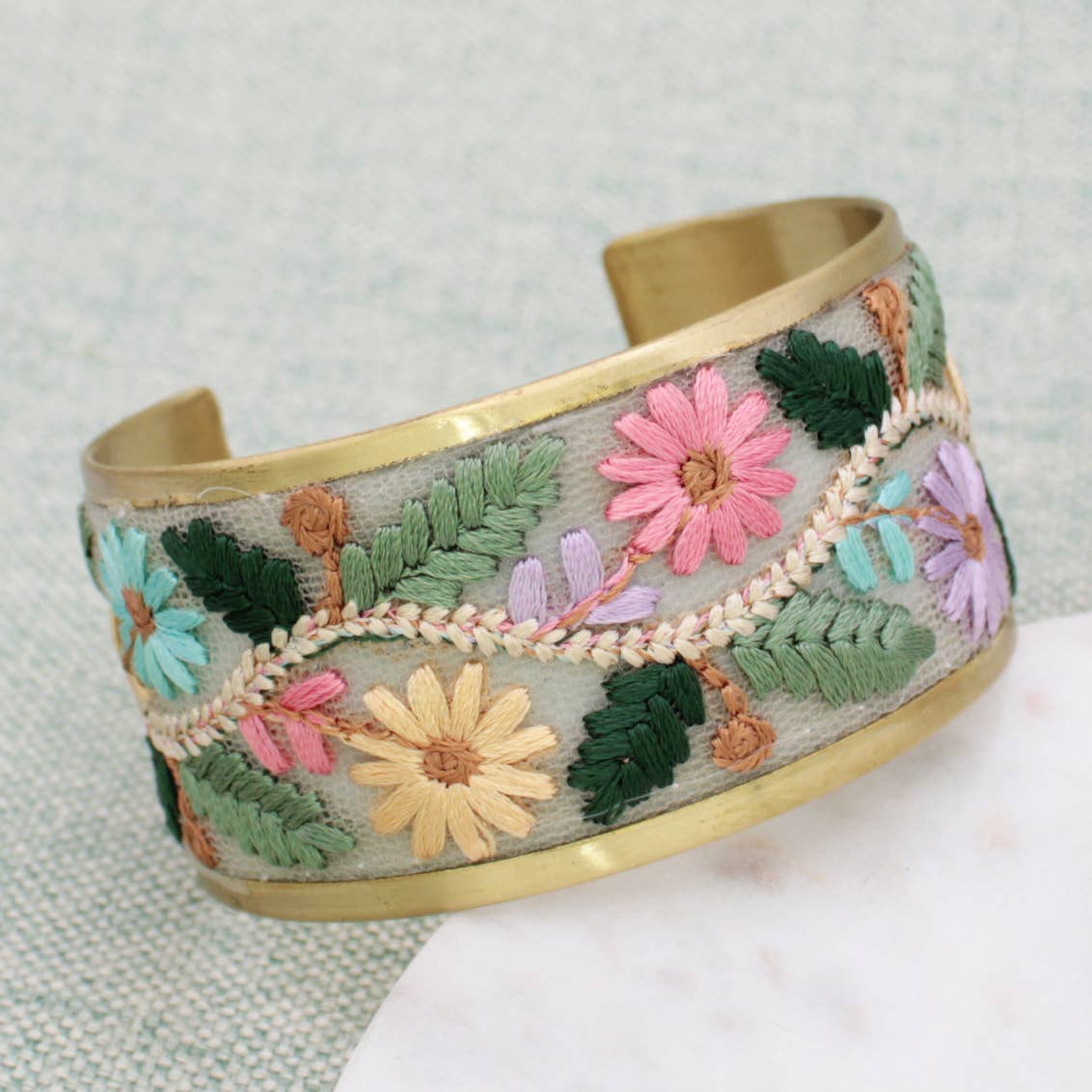 ZAD - Floral Vines Embroidered Cuff Bracelet