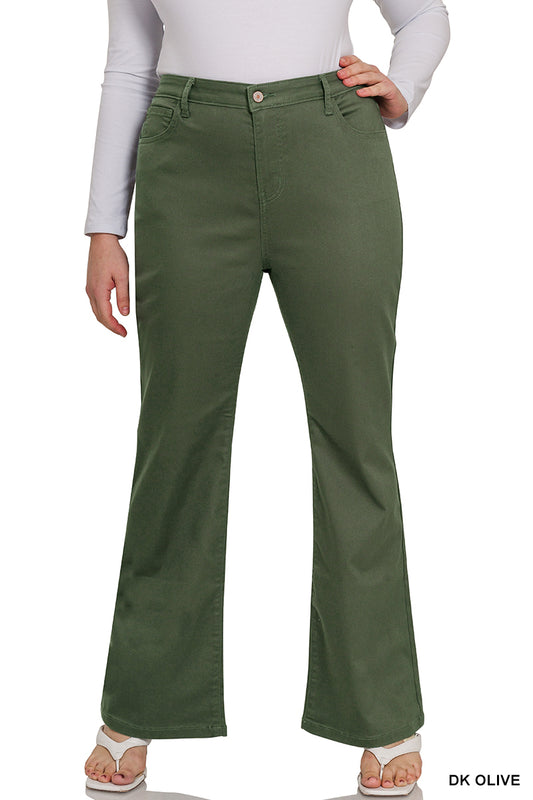 HIGH-RISE BOOTCUT COLOR DENIM PANTS