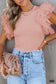 Dotty Mesh Ruffle Sleeve Ribbed Tops
