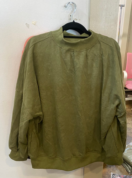 Drop Sleeves Top -Olive Green and Brown