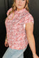 Pink Floral Print Ruffled Sleeve Tops