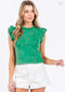 Mineral Washed Ruffle Sleeve Top