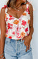 White Floral Button Wrap Sleeveless Bodysuit