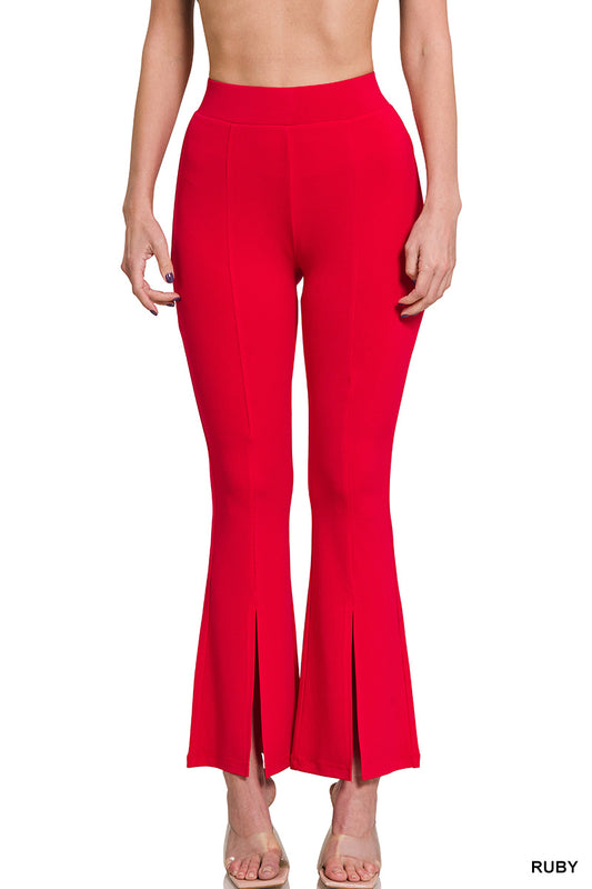 HIGH RISE FRONT SLIT FLARE PANTS