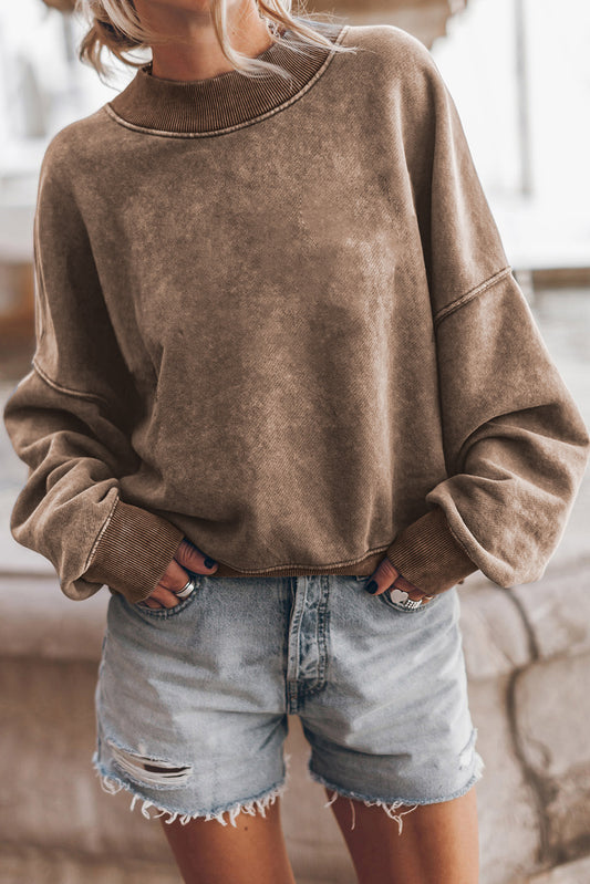 Drop Shoulder Crew Neck Pullover Sweatshirts