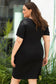 Black Wrap Ruched Short Sleeves Plus Size Mini Dress
