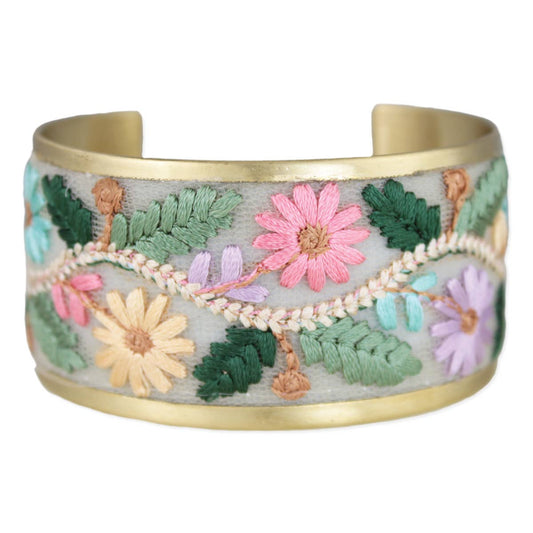 ZAD - Floral Vines Embroidered Cuff Bracelet
