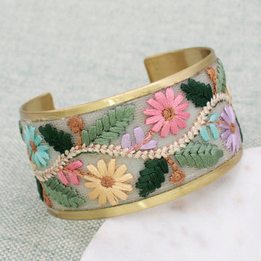 ZAD - Floral Vines Embroidered Cuff Bracelet